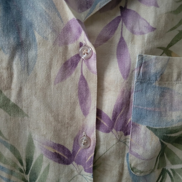 Alfred Dunner Linen Button-down Shirt - Short sleeve - Picture 6 of 12